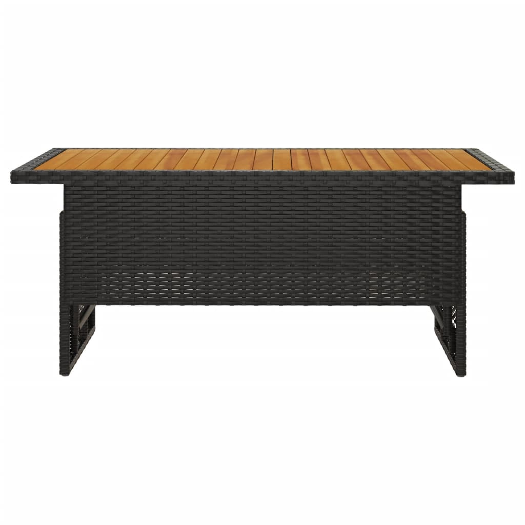 Tavolo Giardino Nero 100x50x43/63cm Massello Acacia Polyrattan 362187