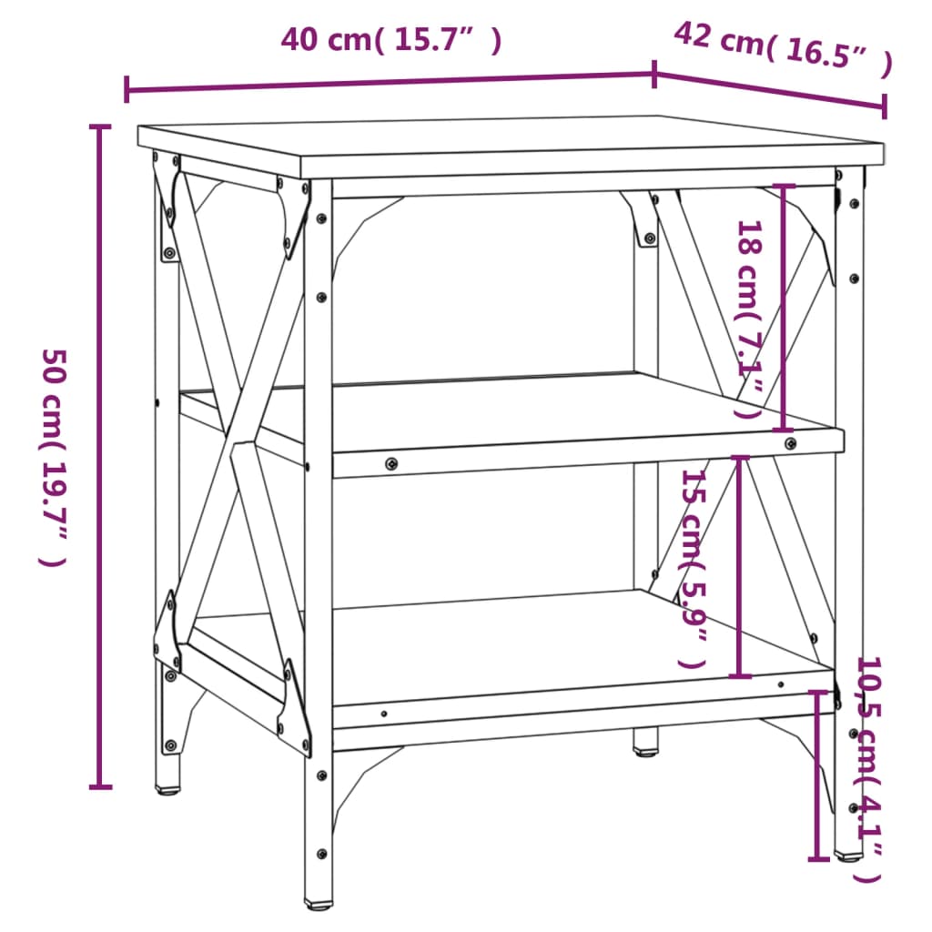 Tavolino da Salotto Rovere Fumo 40x42x50cm in Legno Multistrato 825776