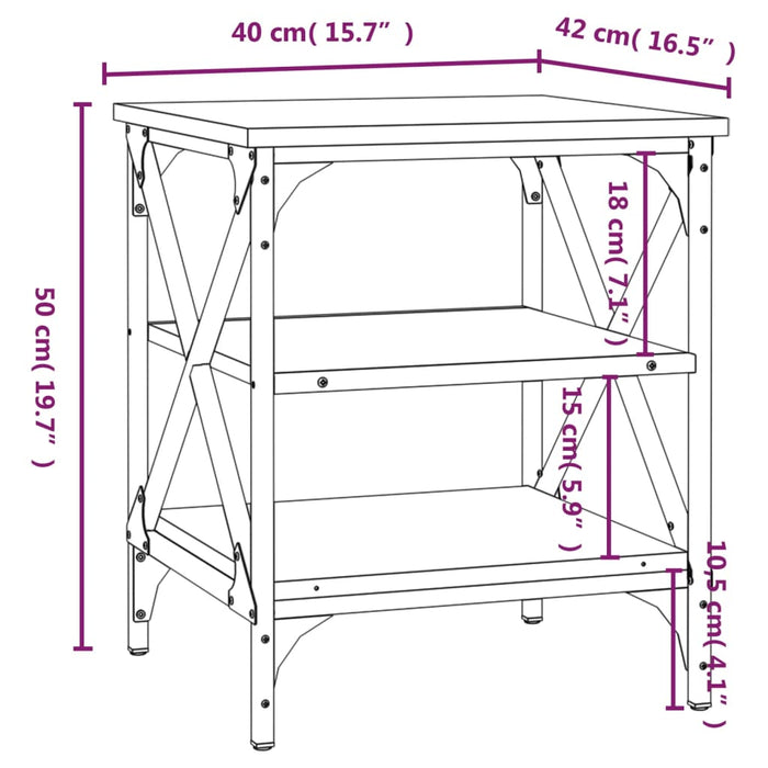 Tavolino da Salotto Rovere Fumo 40x42x50cm in Legno Multistrato 825776