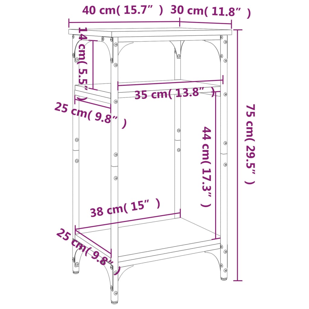 Tavolino Grigio Sonoma 40x30x75 cm in Legno Multistrato 825800