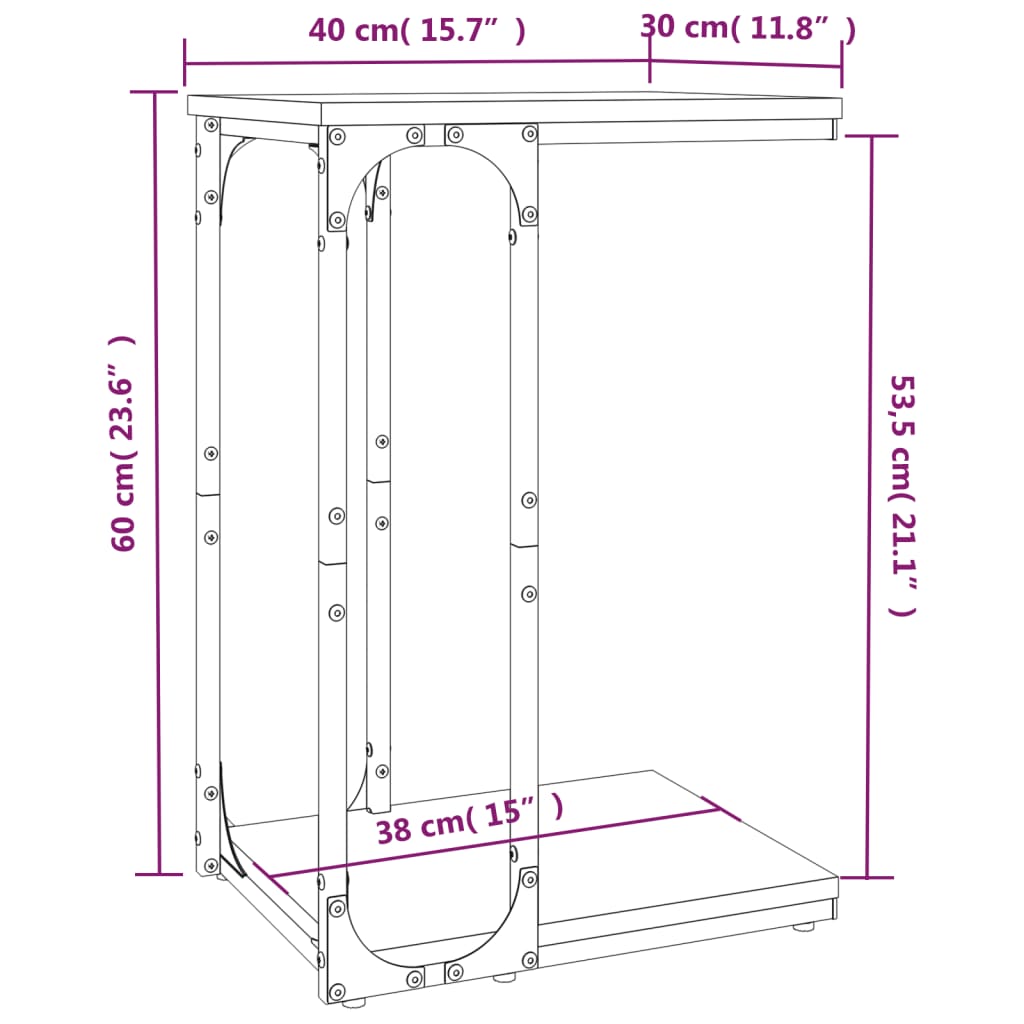 Tavolino Grigio Sonoma 40x30x60 cm in Legno Multistrato 825820