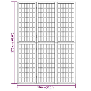 Divisorio Pieghevole 3 Pannelli Stile Giapponese 120x170 Bianco 352087