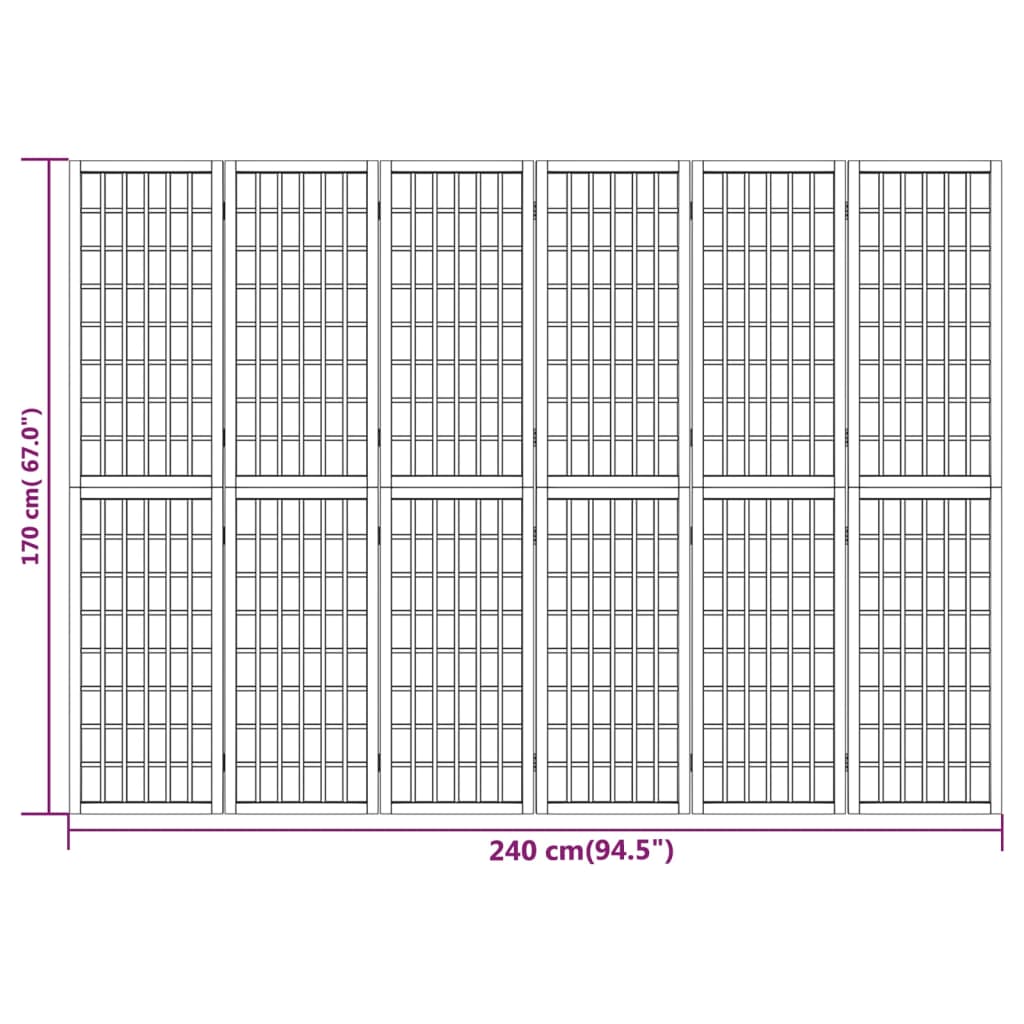 Divisorio Pieghevole 6 Pannelli Stile Giapponese 240x170 Bianco 352090