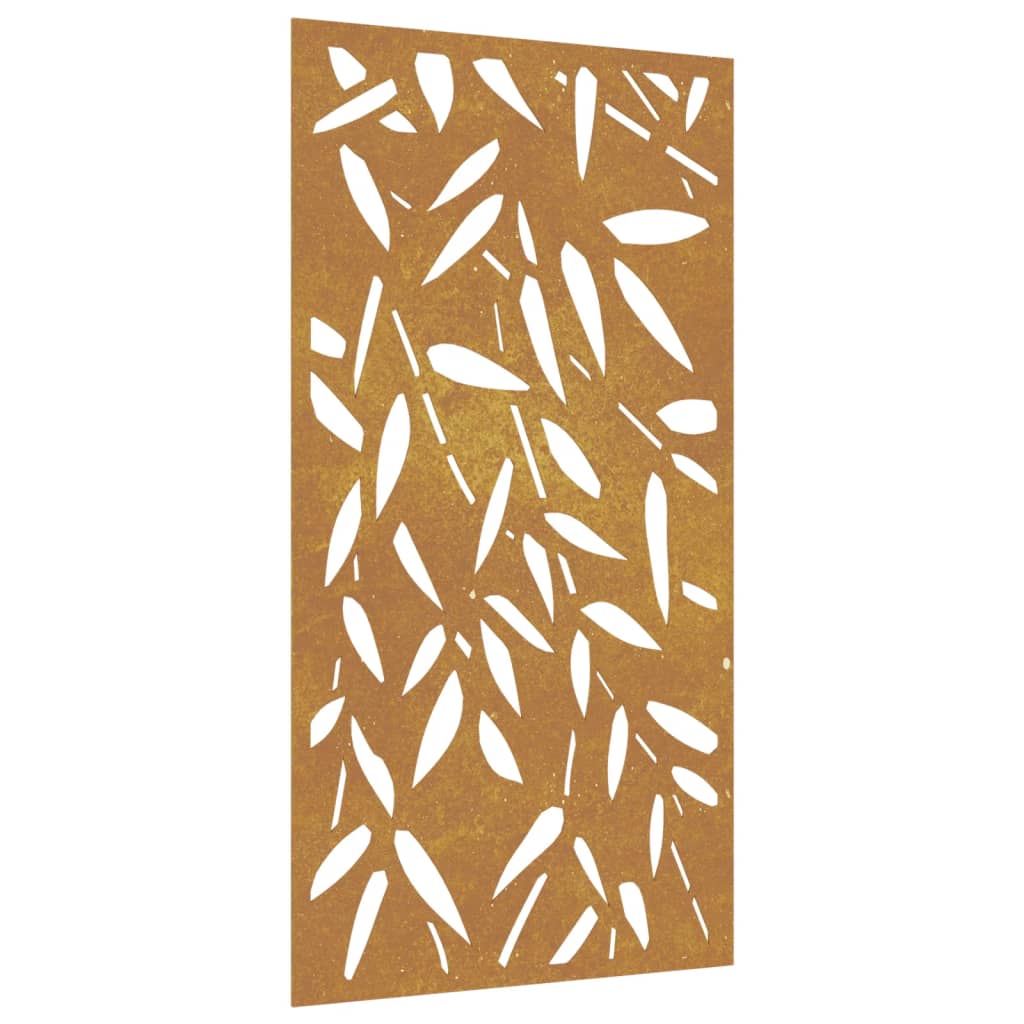 Decorazione Muro Giardino 105x55 cm Foglie Bambù Acciaio Corten 824483