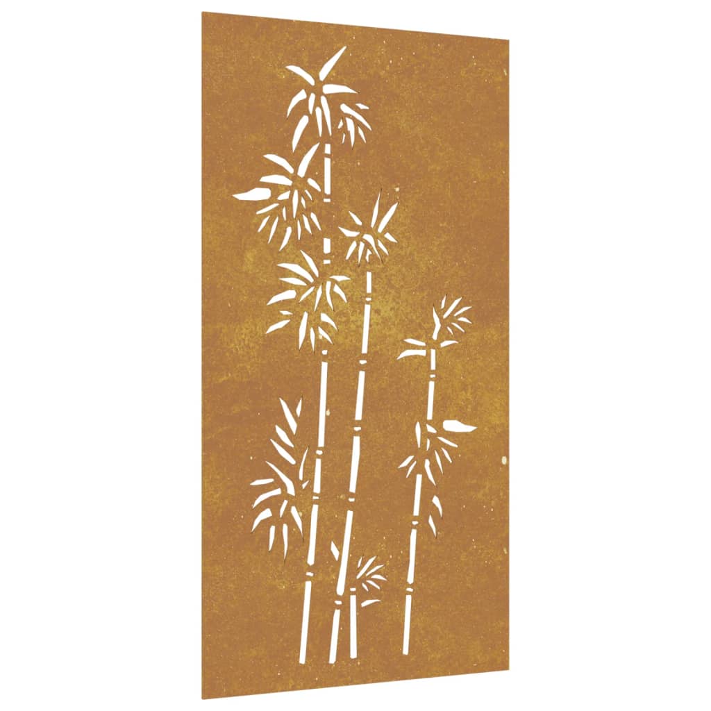 Decorazione Muro da Giardino 105x55 cm Bambù in Acciaio Corten 824484