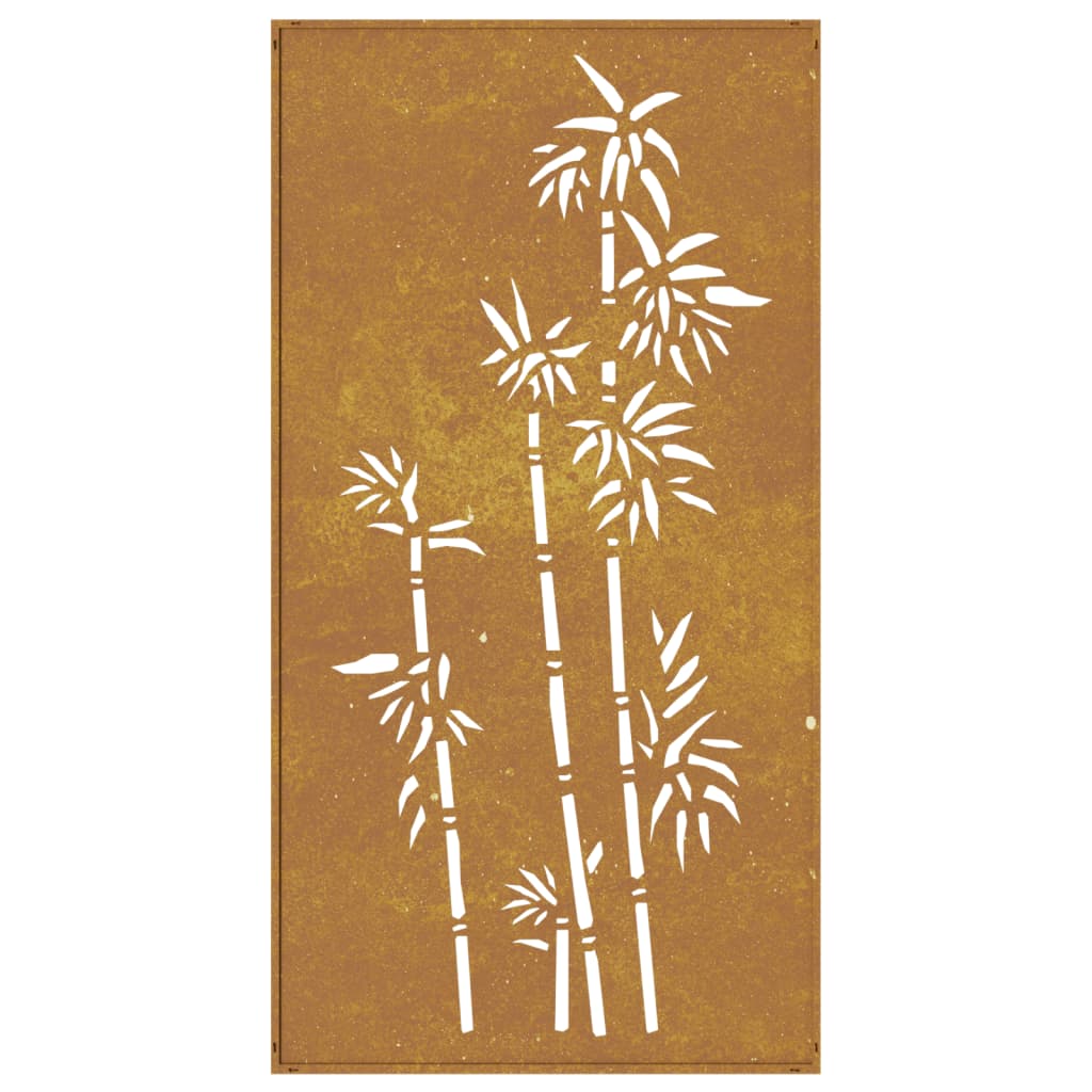 Decorazione Muro da Giardino 105x55 cm Bambù in Acciaio Corten 824484