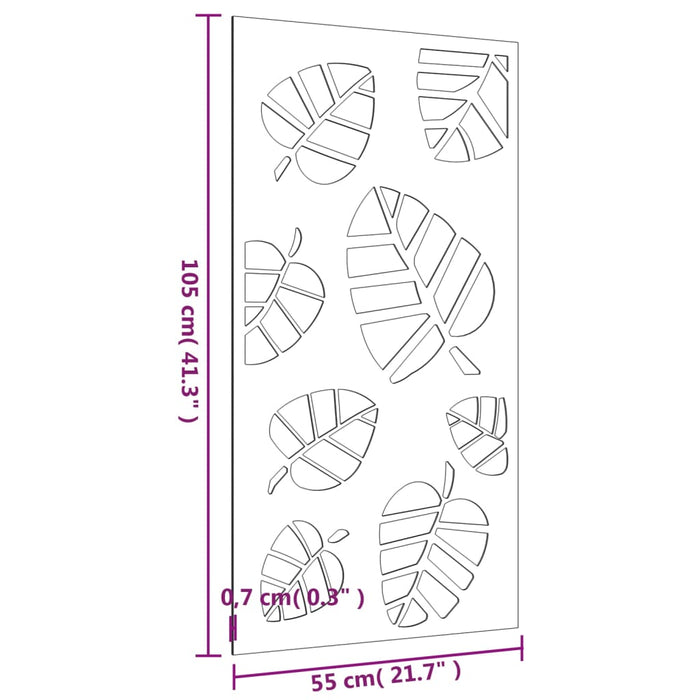 Decorazione Muro da Giardino 105x55 cm Foglia Acciaio Corten 824488