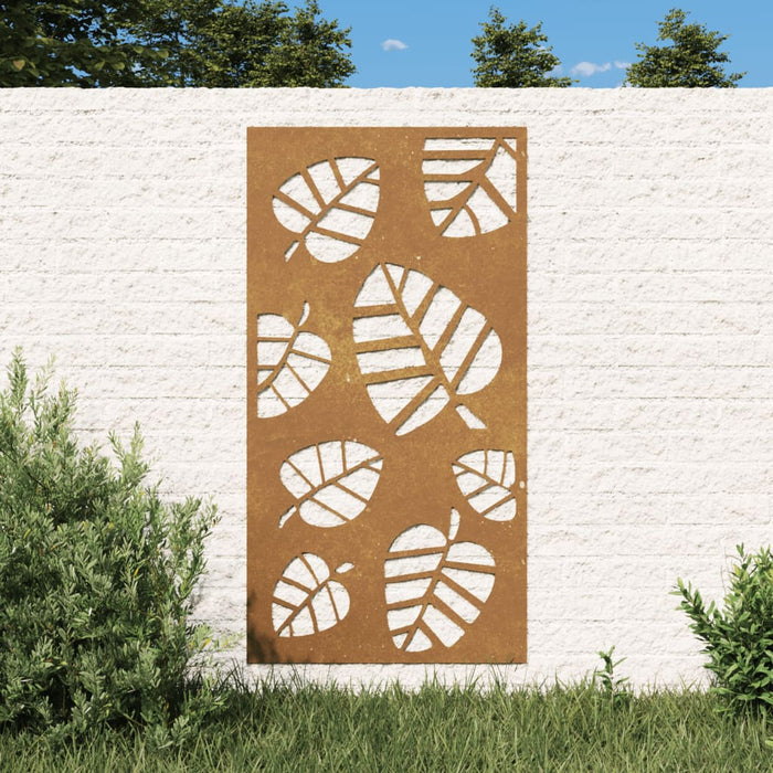 Decorazione Muro da Giardino 105x55 cm Foglia Acciaio Corten 824488