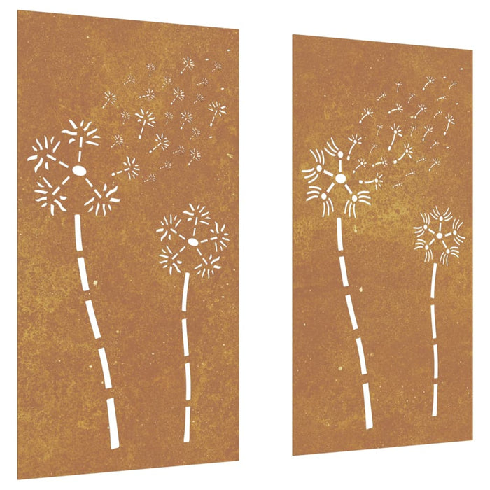 Decorazioni Muro da Giardino 2pz 105x55 cm Fiore Acciaio Cortencod mxl 82748