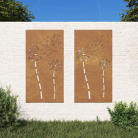 Decorazioni Muro da Giardino 2pz 105x55 cm Fiore Acciaio Cortencod mxl 82748