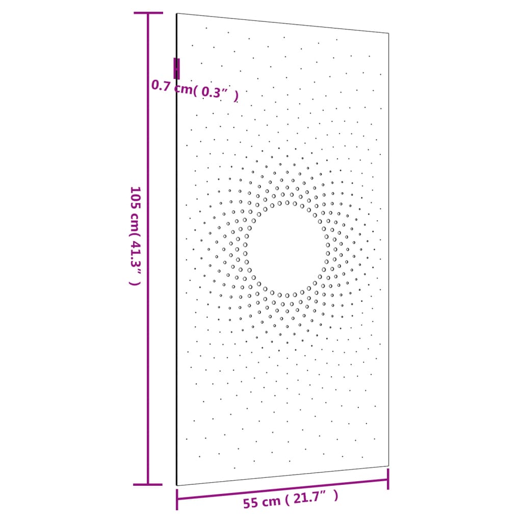 Decorazione Muro da Giardino 105x55 cm Sole in Acciaio Corten 824490