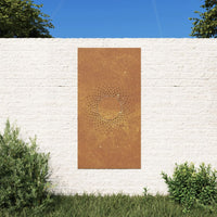 Decorazione Muro da Giardino 105x55 cm Sole in Acciaio Corten 824490