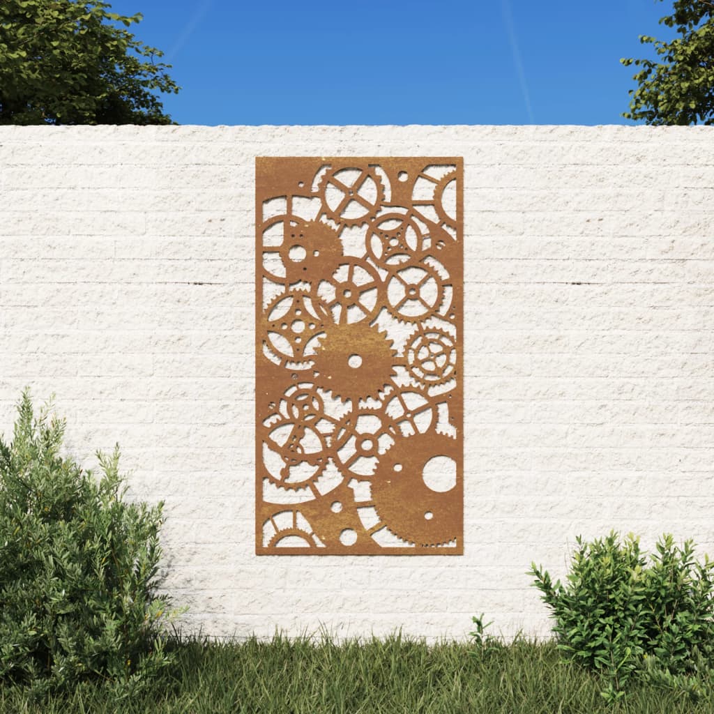 Decorazione Muro Giardino 105x55 cm Ingranaggio Acciaio Corten 824492