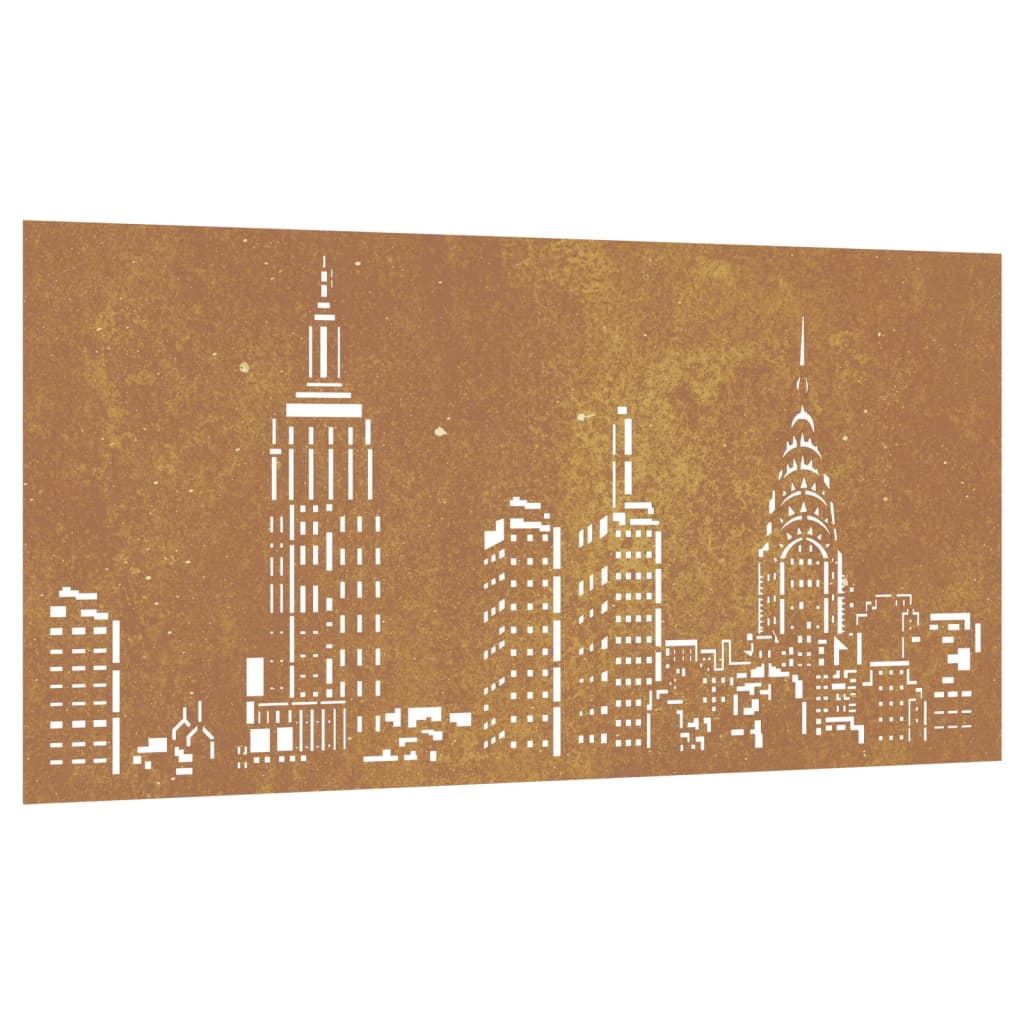 Decorazione Muro da Giardino 105x55cm Skyline in Acciaio Corten 824497