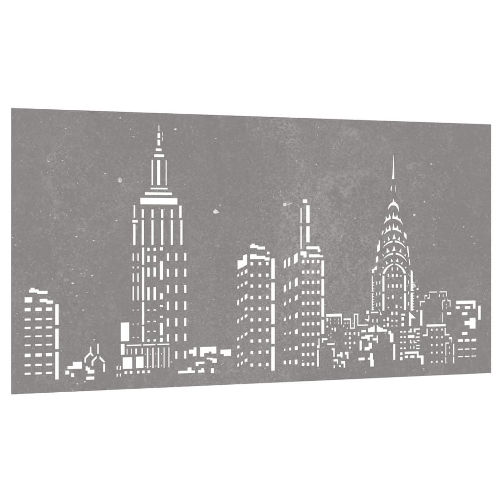 Decorazione Muro da Giardino 105x55cm Skyline in Acciaio Corten 824497