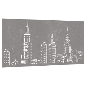 Decorazione Muro da Giardino 105x55cm Skyline in Acciaio Corten 824497