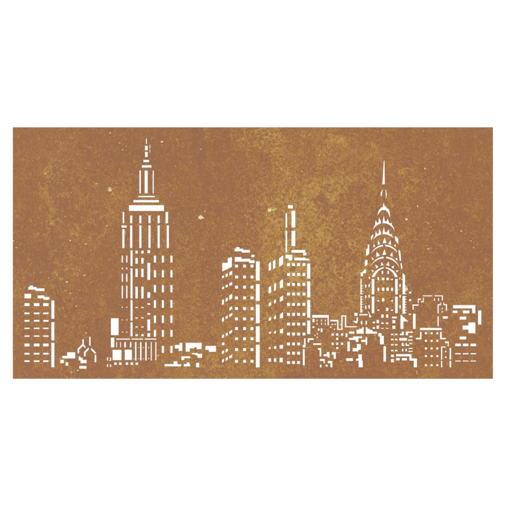 Decorazione Muro da Giardino 105x55cm Skyline in Acciaio Corten 824497