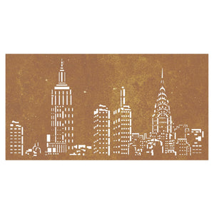 Decorazione Muro da Giardino 105x55cm Skyline in Acciaio Corten 824497