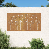 Decorazione Muro da Giardino 105x55 cm Fiore in Acciaio Corten 824499