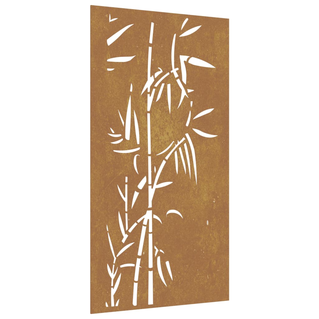 Decorazione Muro da Giardino 105x55 cm Bambù in Acciaio Corten 824506