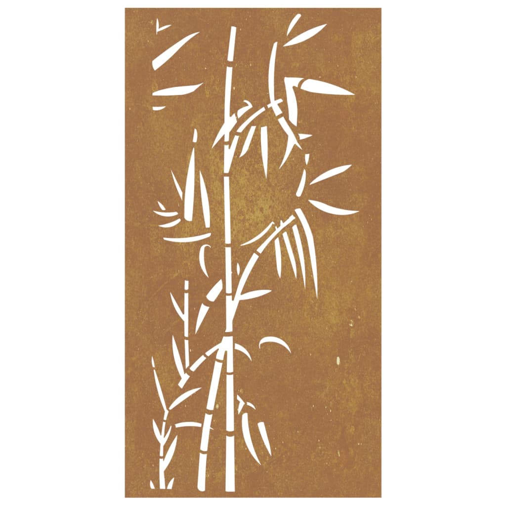 Decorazione Muro da Giardino 105x55 cm Bambù in Acciaio Corten 824506