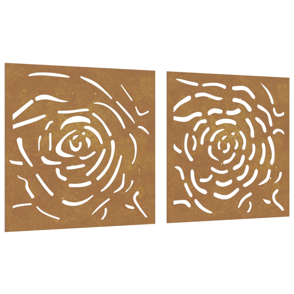 Decorazioni Muro Giardino 2 pz 55x55 cm Rosa in Acciaio Corten 824507