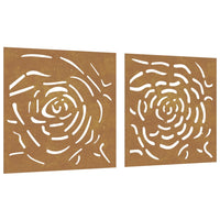 Decorazioni Muro Giardino 2 pz 55x55 cm Rosa in Acciaio Corten 824507