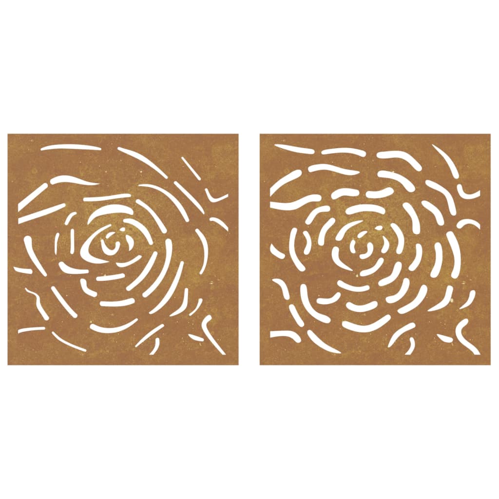 Decorazioni Muro Giardino 2 pz 55x55 cm Rosa in Acciaio Corten 824507