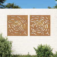 Decorazioni Muro Giardino 2 pz 55x55 cm Rosa in Acciaio Cortencod mxl 82789