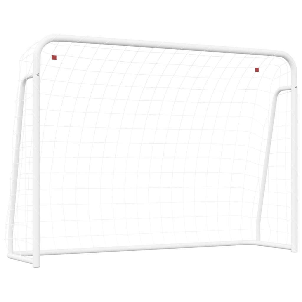 Porta da Calcio con Rete Bianca 214x75x152cm Acciaio Poliestere cod mxl 117618