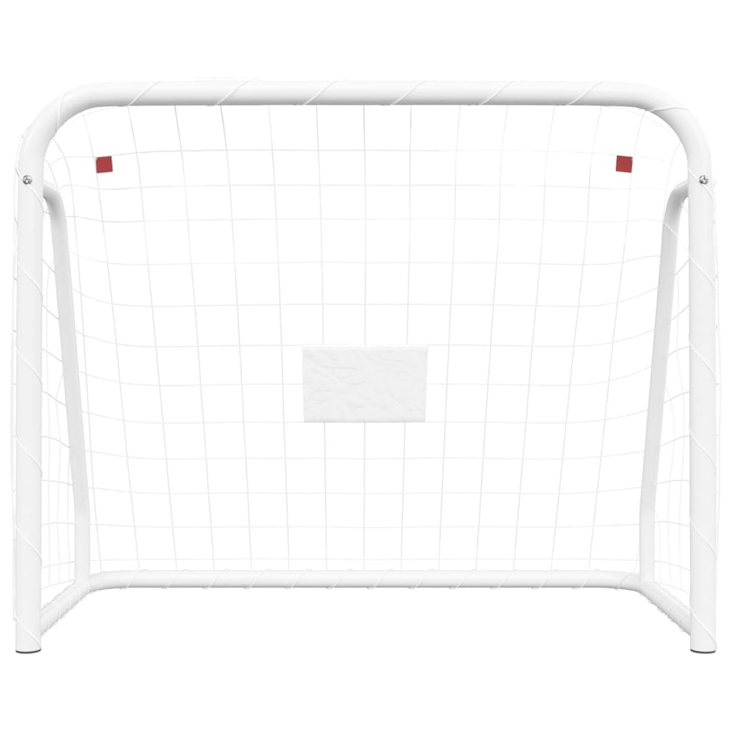 Porta da Calcio con Rete Bianca 214x75x152cm Acciaio Poliestere cod mxl 117618