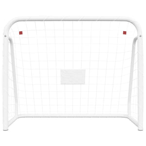 Porta da Calcio con Rete Bianca 214x75x152cm Acciaio Poliestere cod mxl 117618