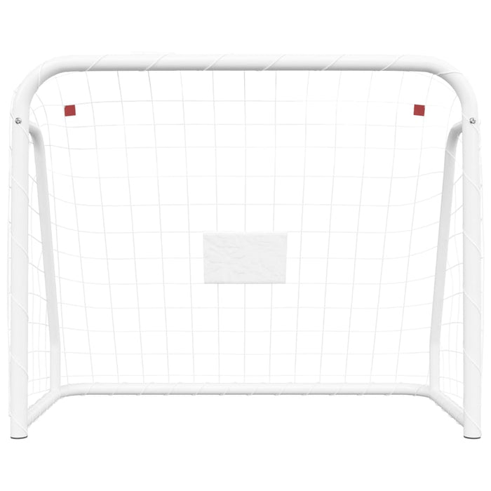 Porta da Calcio con Rete Bianca 214x75x152cm Acciaio Poliestere cod mxl 117618