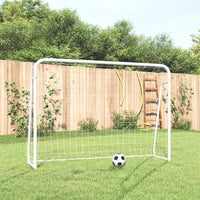 Porta da Calcio con Rete Bianca 214x75x152cm Acciaio Poliestere cod mxl 117618