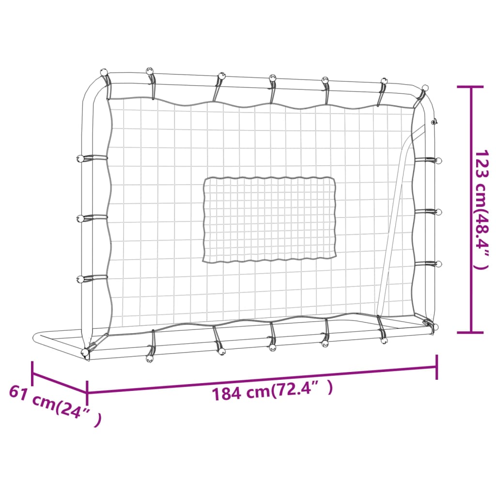 Porta Calcio con Rete Bianca e Nera 184x61x123 cm Acciaio e PE 93735