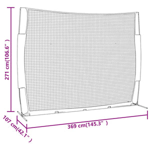 Rete Baseball Rossa e Nera 369x107x271 cm Acciaio e Poliestere 93739