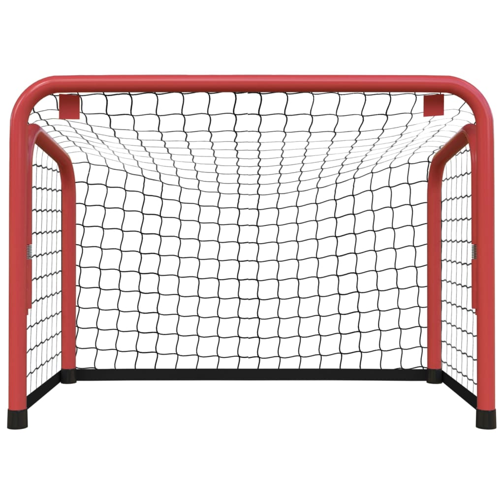 Porta Hockey Rete Rossa e Nera 68x32x47 cm Acciaio e Poliestere 93740