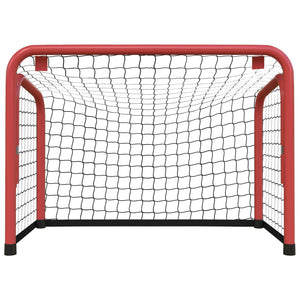 Porta Hockey Rete Rossa e Nera 68x32x47 cm Acciaio e Poliestere 93740