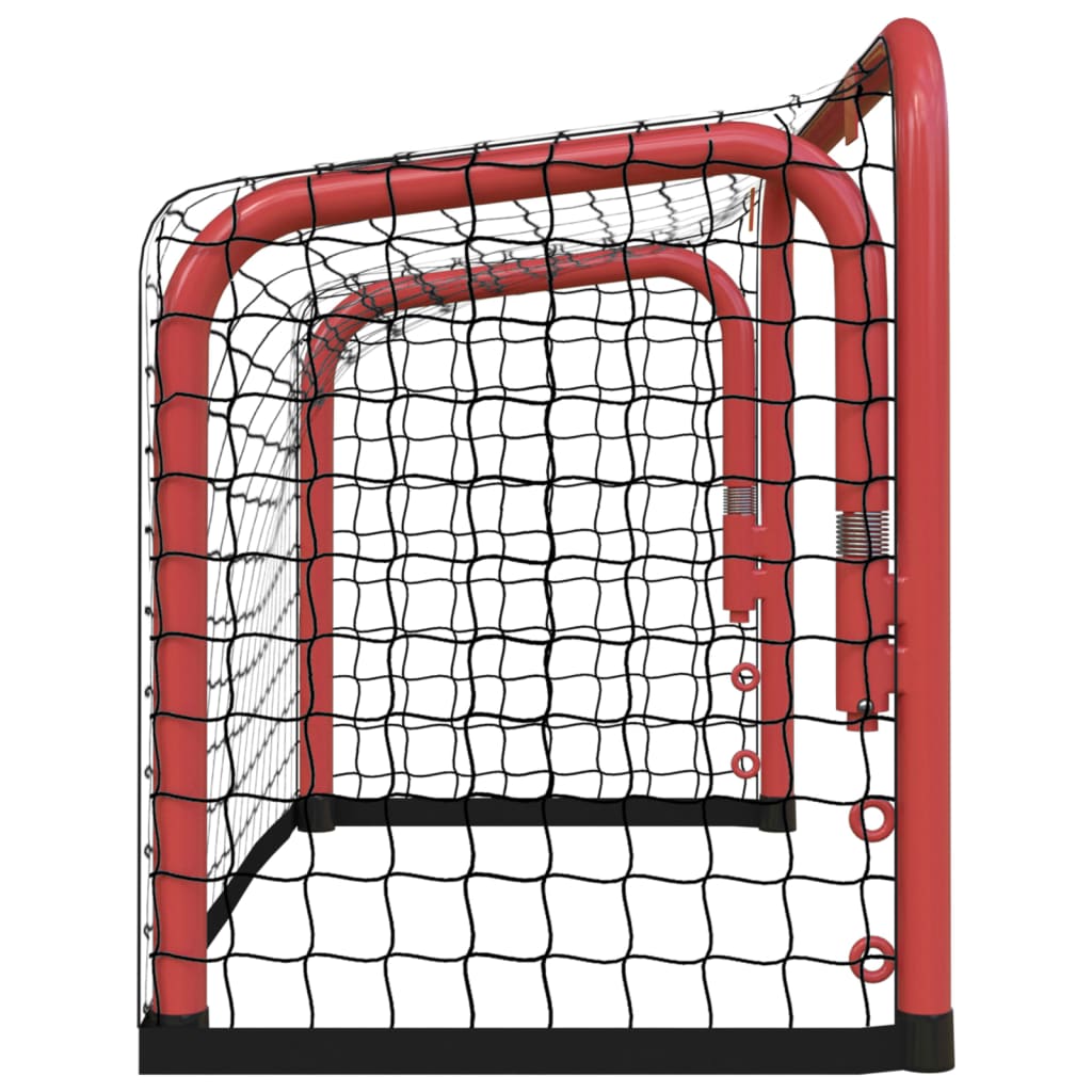 Porta Hockey Rete Rossa e Nera 68x32x47 cm Acciaio e Poliestere 93740