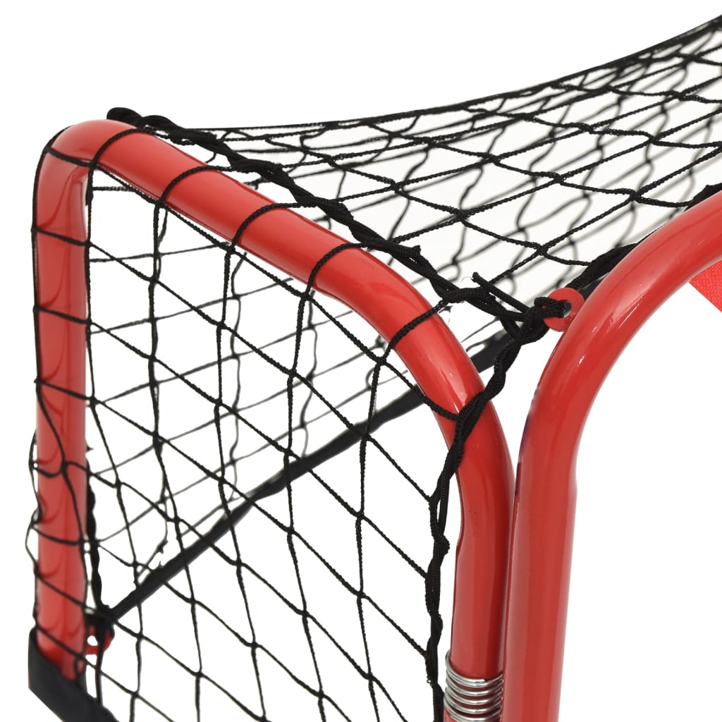 Porta Hockey Rete Rossa e Nera 68x32x47 cm Acciaio e Poliestere 93740