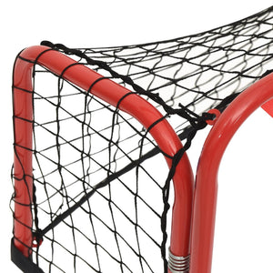 Porta Hockey Rete Rossa e Nera 68x32x47 cm Acciaio e Poliestere 93740