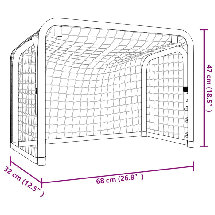 Porta Hockey Rete Rossa e Nera 68x32x47 cm Acciaio e Poliestere 93740