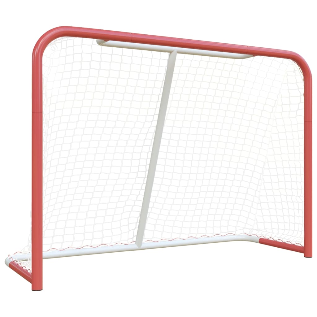 Porta Hockey Rete Rossa Bianca 153x60x118cm Acciaio Poliestere 93741