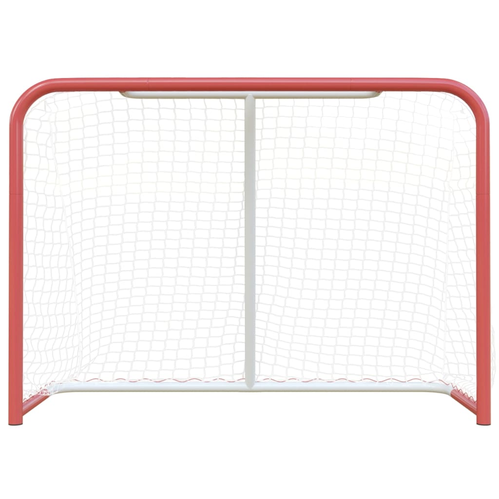 Porta Hockey Rete Rossa Bianca 153x60x118cm Acciaio Poliestere 93741