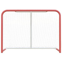 Porta Hockey Rete Rossa Bianca 153x60x118cm Acciaio Poliestere 93741