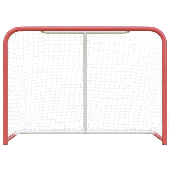 Porta Hockey Rete Rossa Bianca 153x60x118cm Acciaio Poliestere 93741