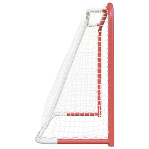 Porta Hockey Rete Rossa Bianca 153x60x118cm Acciaio Poliestere 93741