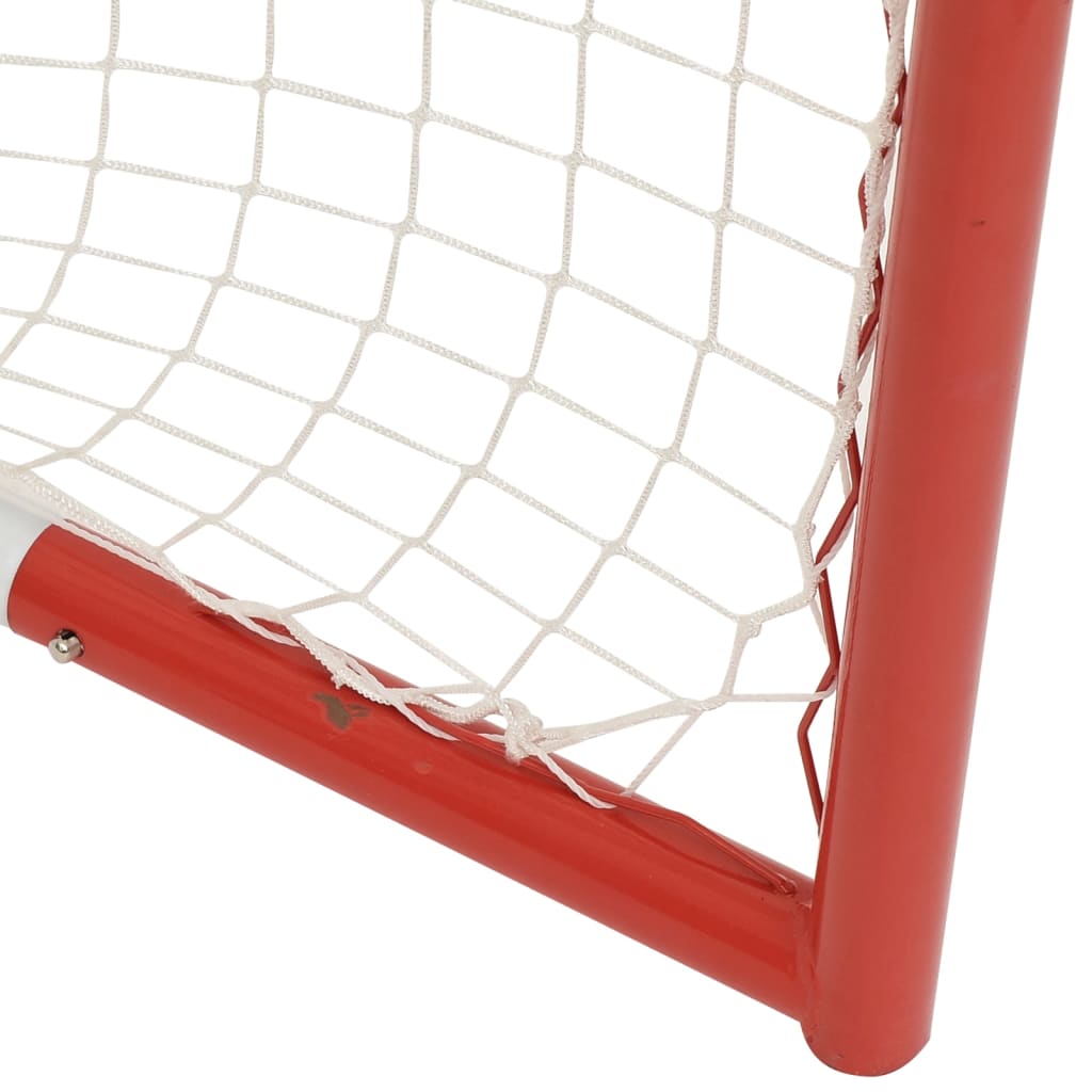 Porta Hockey Rete Rossa Bianca 153x60x118cm Acciaio Poliestere 93741