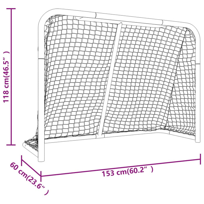 Porta Hockey Rete Rossa Bianca 153x60x118cm Acciaio Poliestere 93741