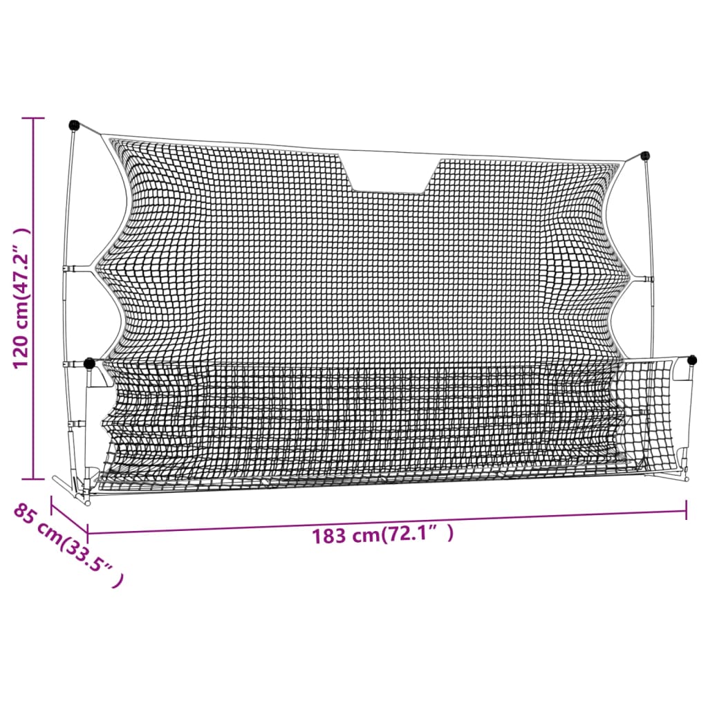 Rete Rimbalzante da Calcio Nera Gialla 183x85x120cm Poliestere 93760